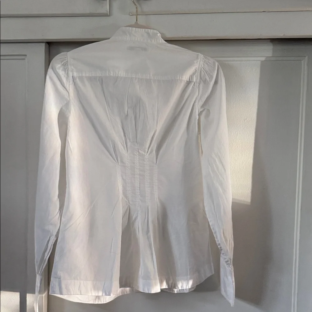 Banana Republic White Ruffled Button-Down Shirt - Picture 2 of 7